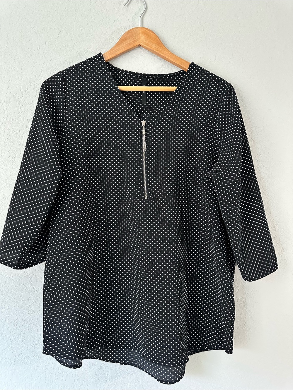 Cathy Black Polka Dot Zip-Front Women’s Dress